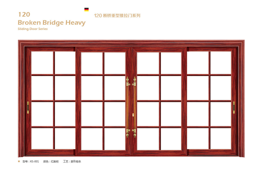Small Glass Aluminium Sliding Door Internal 1.6 mm Thickness For School