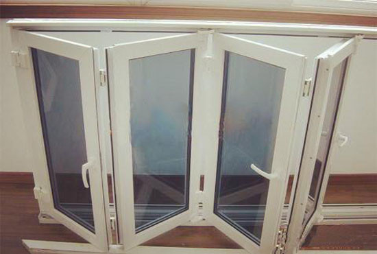 White Safety Double Folding Glass Windows waterproof Coated With Grill