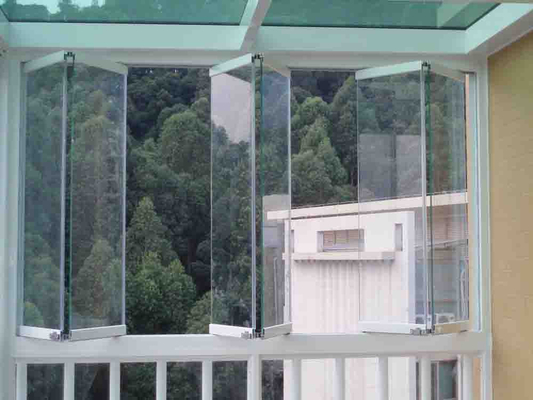 1.6mm Frameless Folding Glass Windows Energy Saving With Tempered Glass