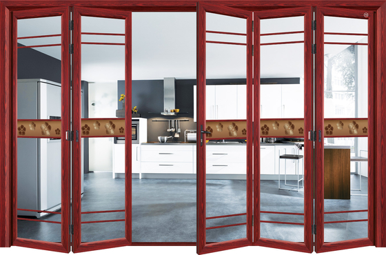 Internal Double Tempered Folding Glass Door 6063 Aluminum Powder Coating