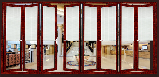 Internal Double Tempered Folding Glass Door 6063 Aluminum Powder Coating